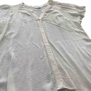 Rose + Olive Blouse Womens 2X Breezy Summer Top Boho 3D Dot Flutter Sleeve Shirt